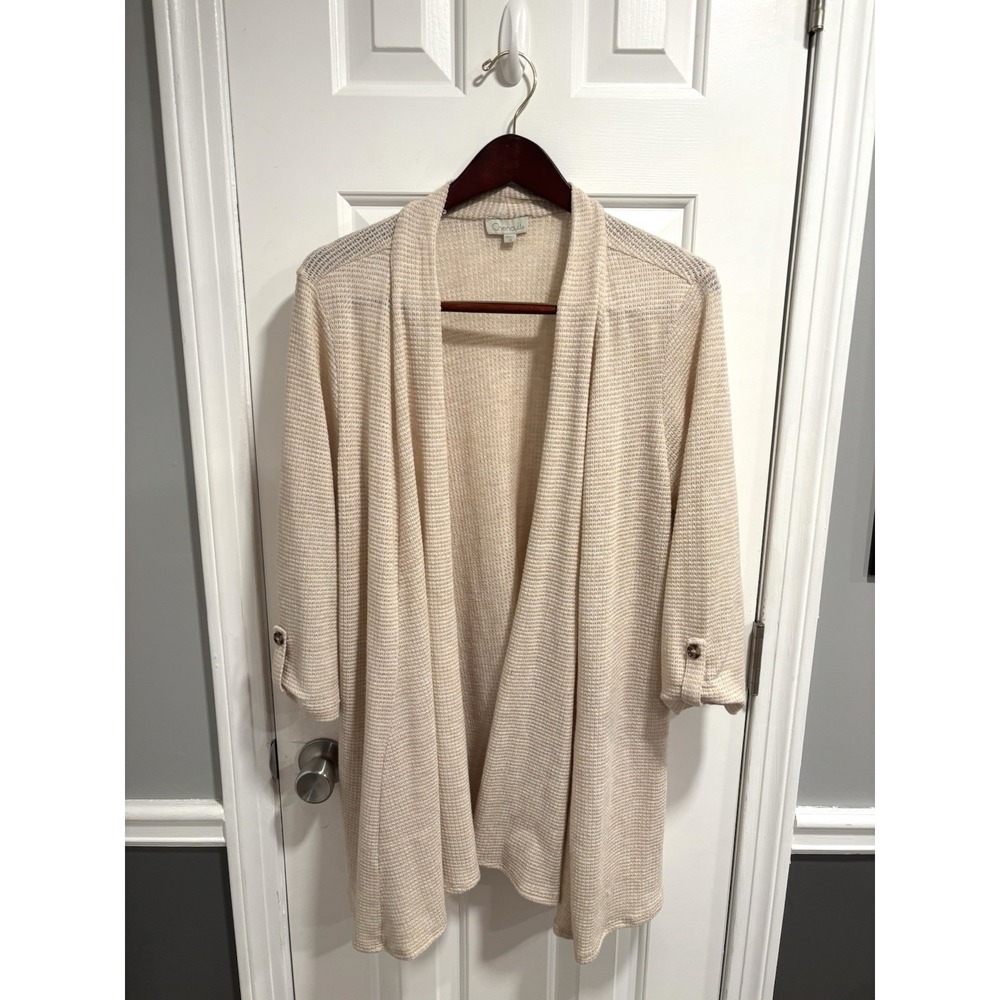 Chenault open Cardigan Light Sweater Beige Women's Size 1X